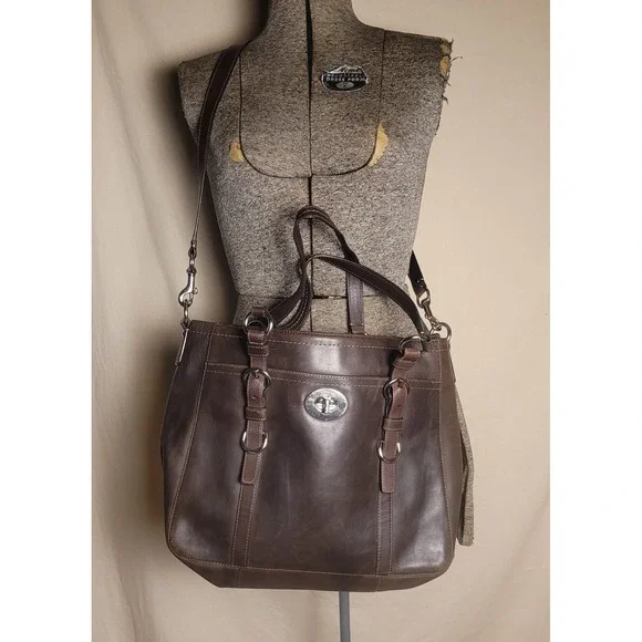 Coach Soft Dark Brown Leather 2 Way Chelsea Tote Bag Purse Crossbody F14015 - Picture 1 of 16